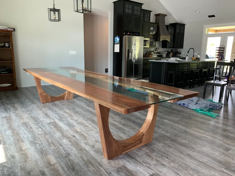 Black Walnut Glass River Dining Table 177