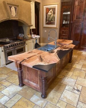 Red Oak Epoxy Casted Kitchen Island Countertop 332