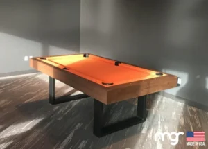 The 2 Worlds Pool Table (Metal legs with Oak Wood Rails)